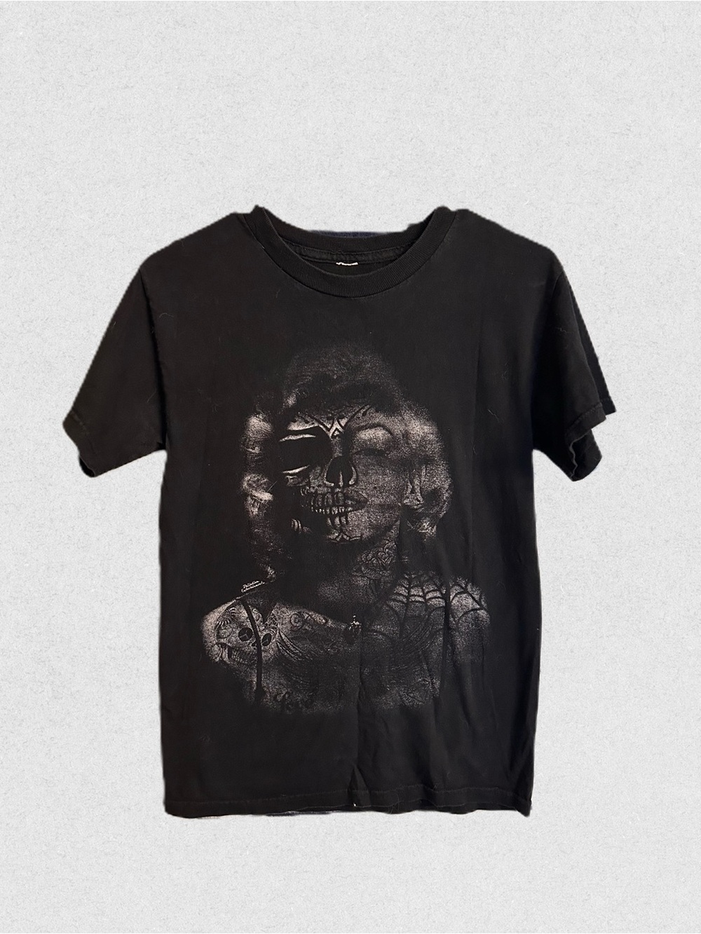 Black Graphic Skull Portrait Tee